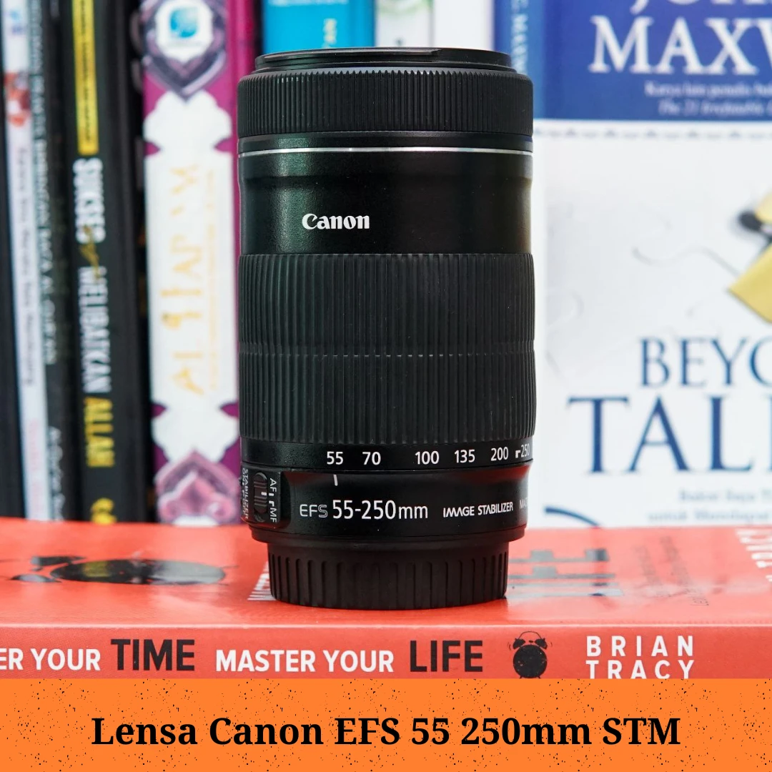 Lensa Canon 55 250mm IS STM Kondisi fungsional baik